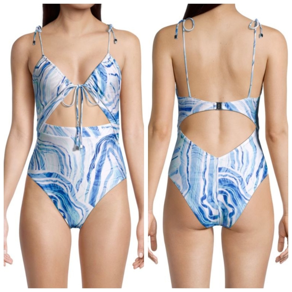 Suboo Agate Gathered Self-Tie One Piece Swimsuit Size Small NWOT